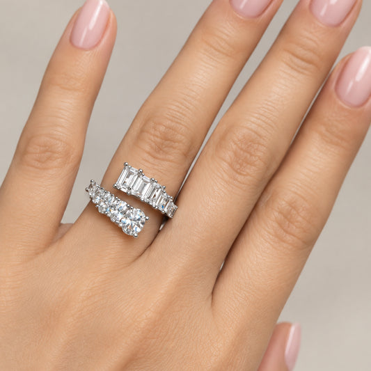 Dual-Stone CZ Ring  I WG  | Rhodium Plating  | Platinum Plating