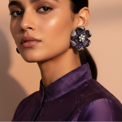 Crystal floral earring