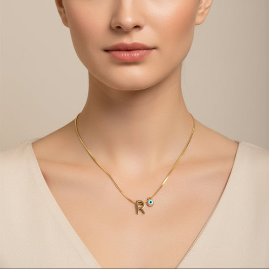 Initial Charm Snake Chain Necklace