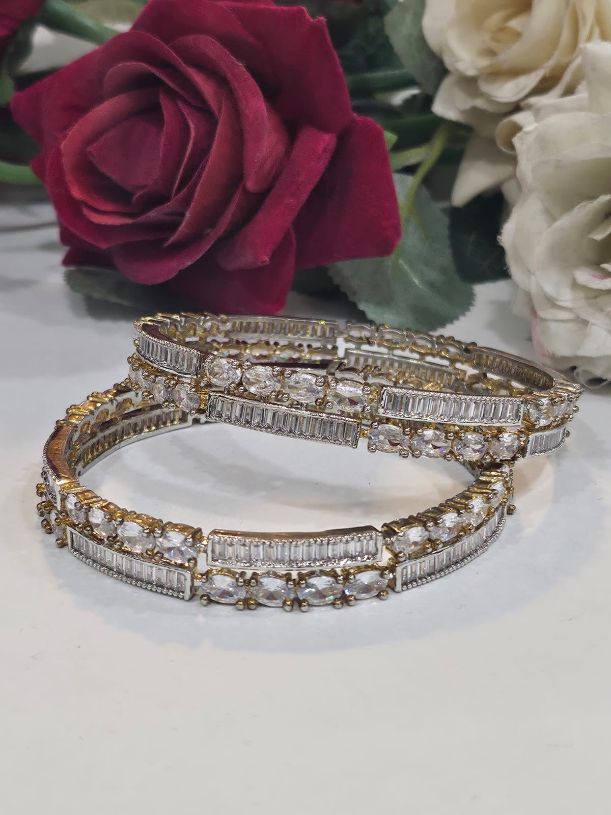 Elegant crystal bangle set