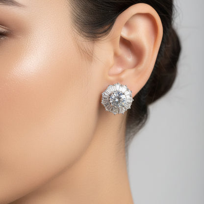 Interchangeable Solitaire CZ Earring – Platinum Finish I WG