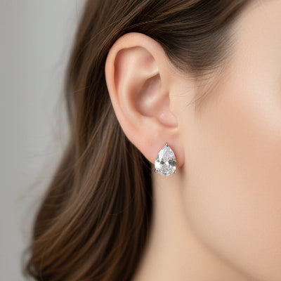 Crystal Teardrop Clip-on Studs