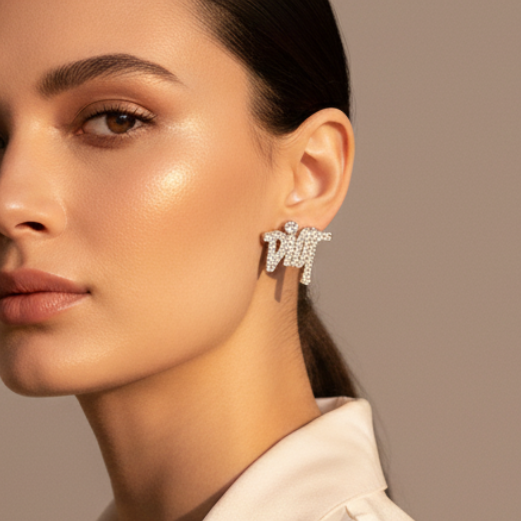 Sparkling Graffiti Stud Earrings