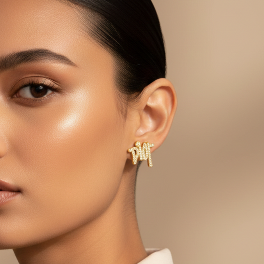 Sparkling Graffiti Stud Earrings