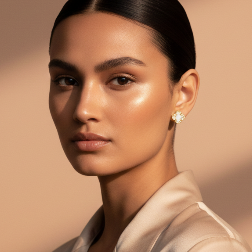 Golden Clover Studs Earring