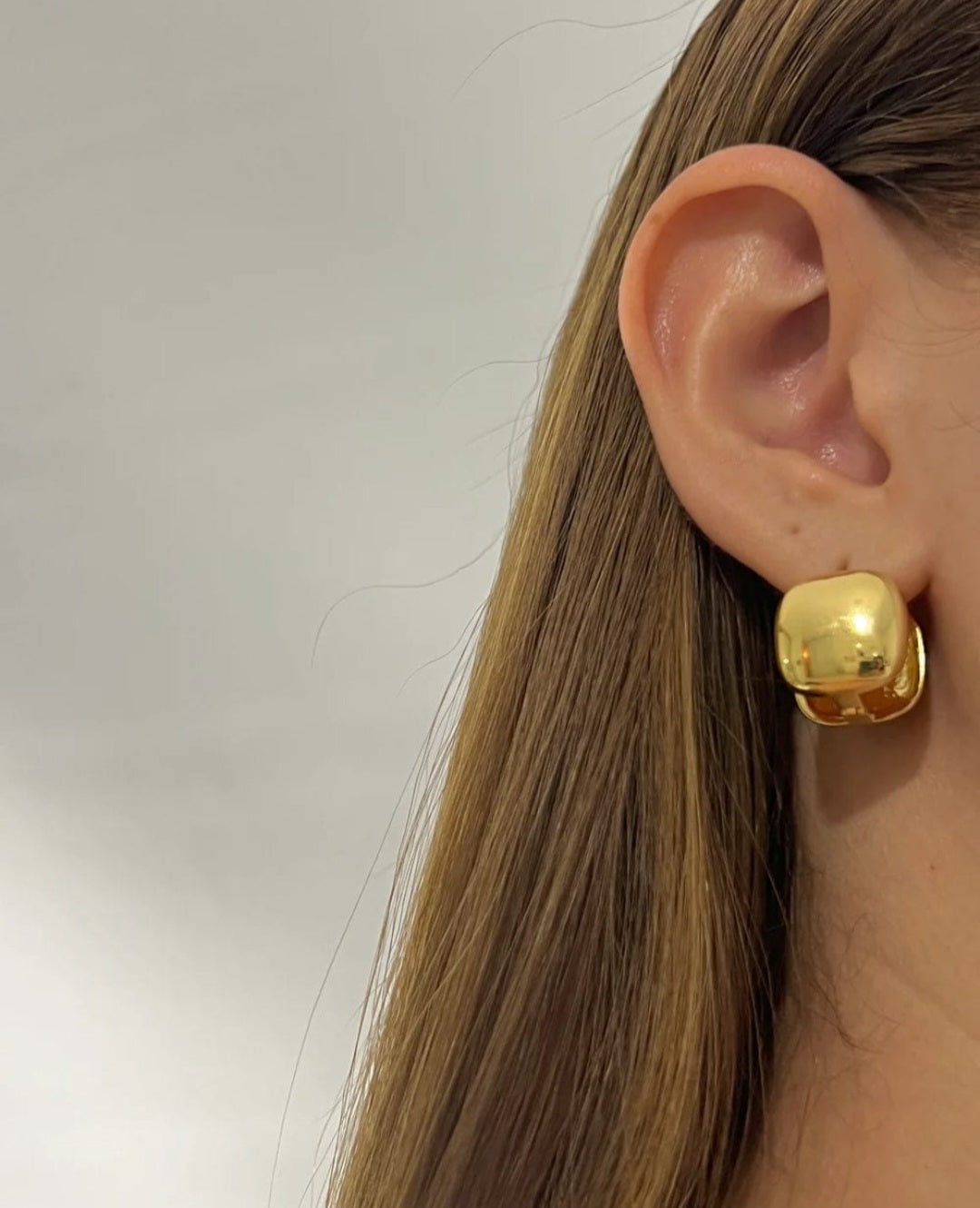 Square Gold Clip-On Earrings