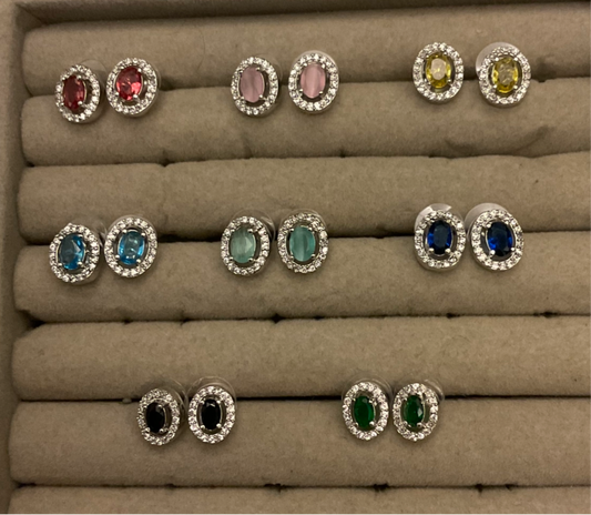 Oval Halo Stud Earrings