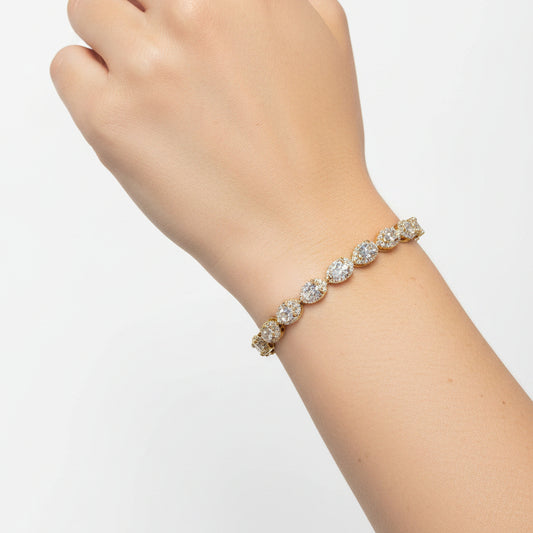 Marquise-cut Diamond Tennis Bracelet Kada | 18K Gold Plating I WG