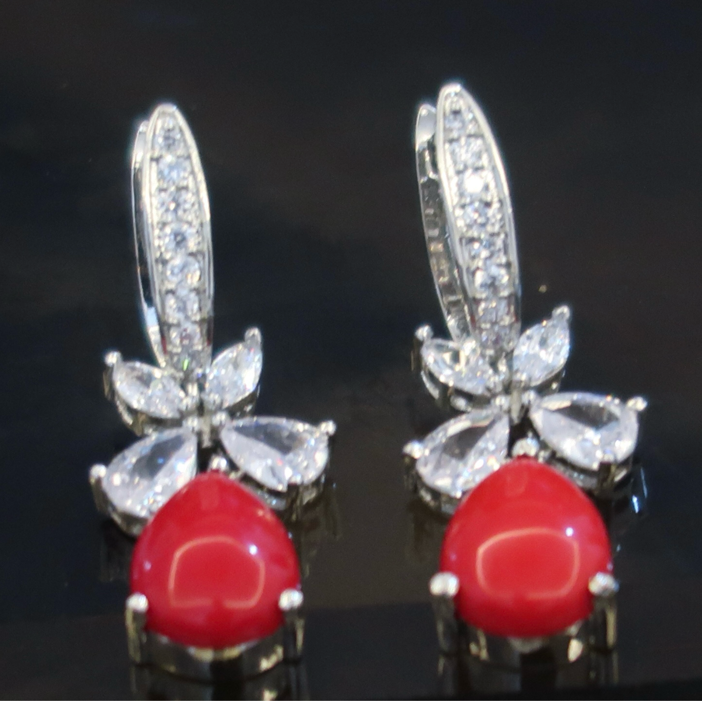 Ruby Blossom Drop Earrings