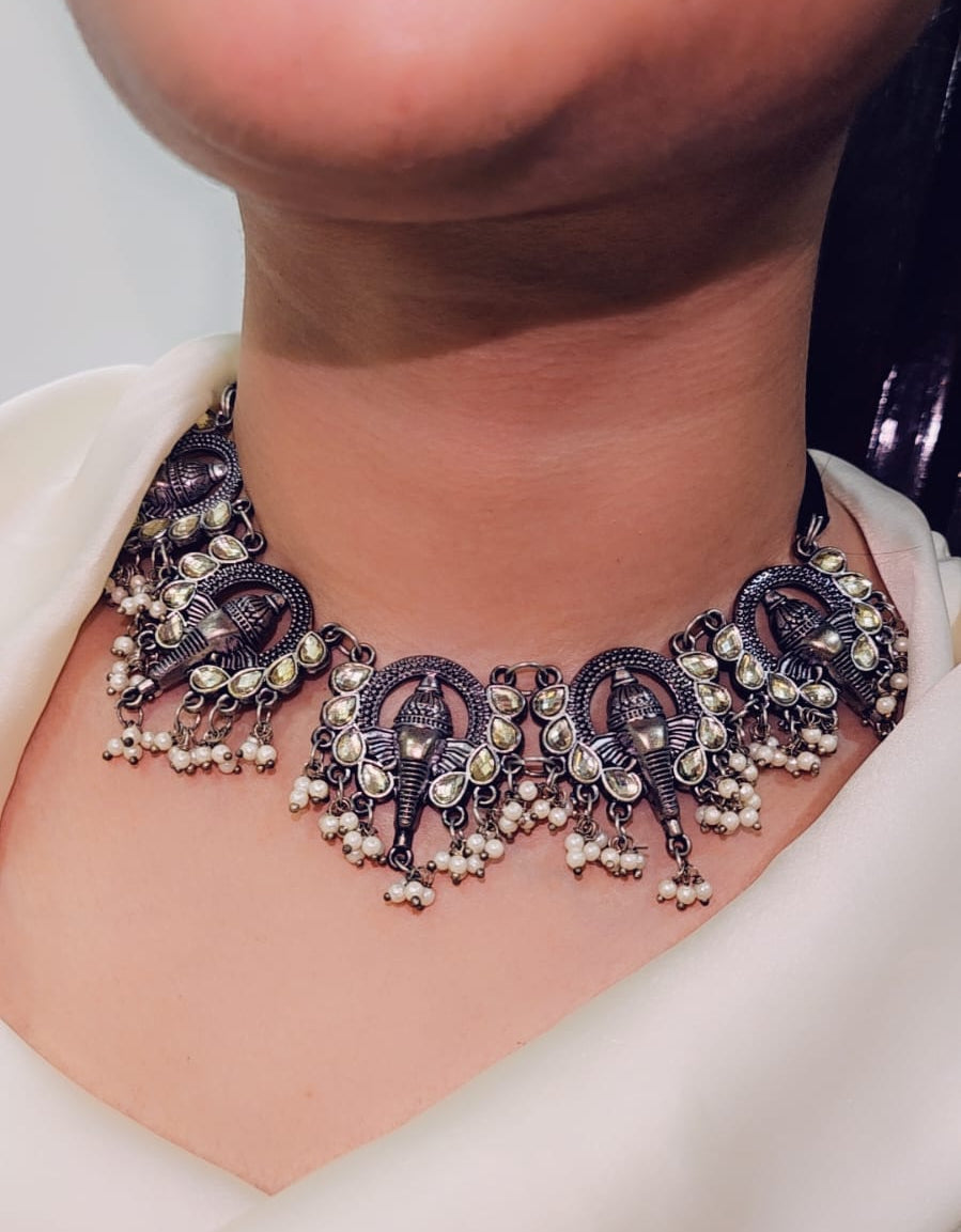 Divine Elephant oxidised Choker