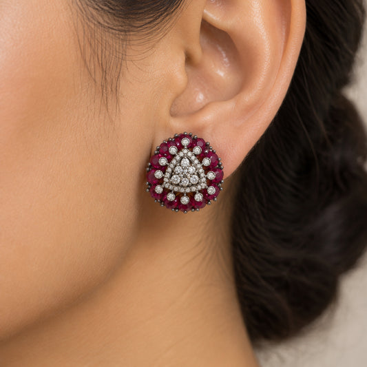 Halo CZ Stud Earrings