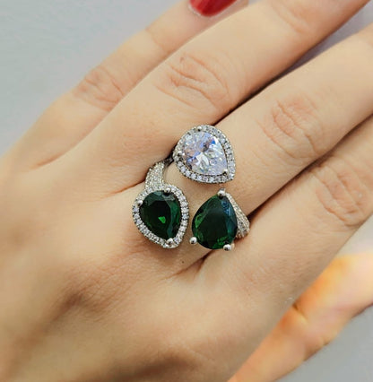 Triple Teardrop Diamond-Cut Statement Ring