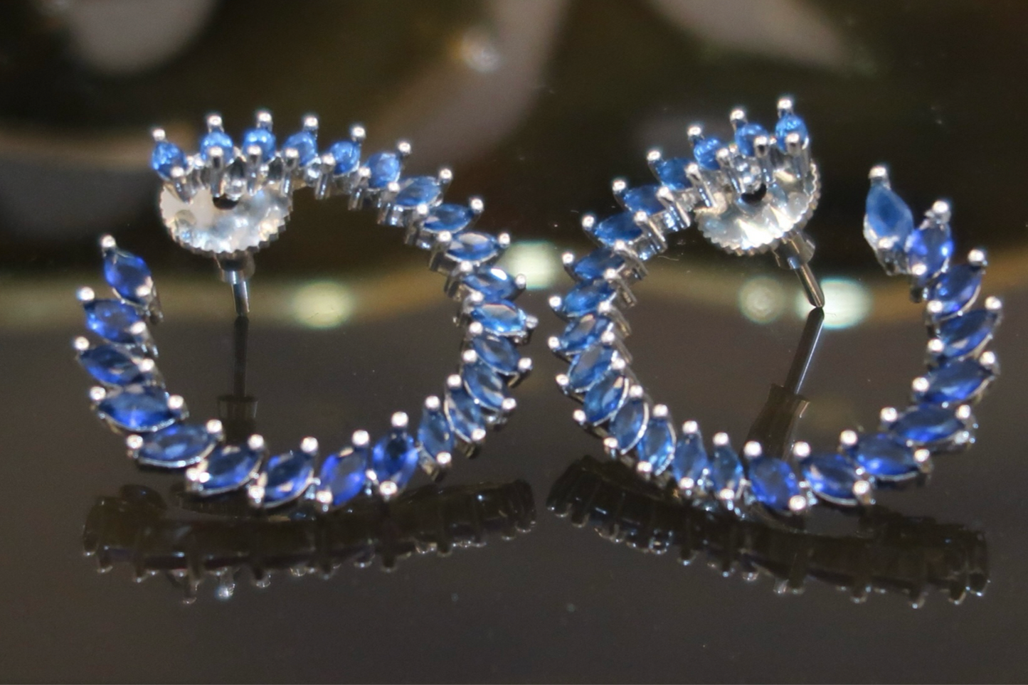 Sapphire Crescent Earrings