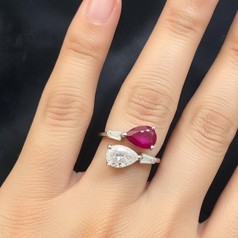 Pear-Cut Solitaire CZ Rings | 18K Gold Plating I WG