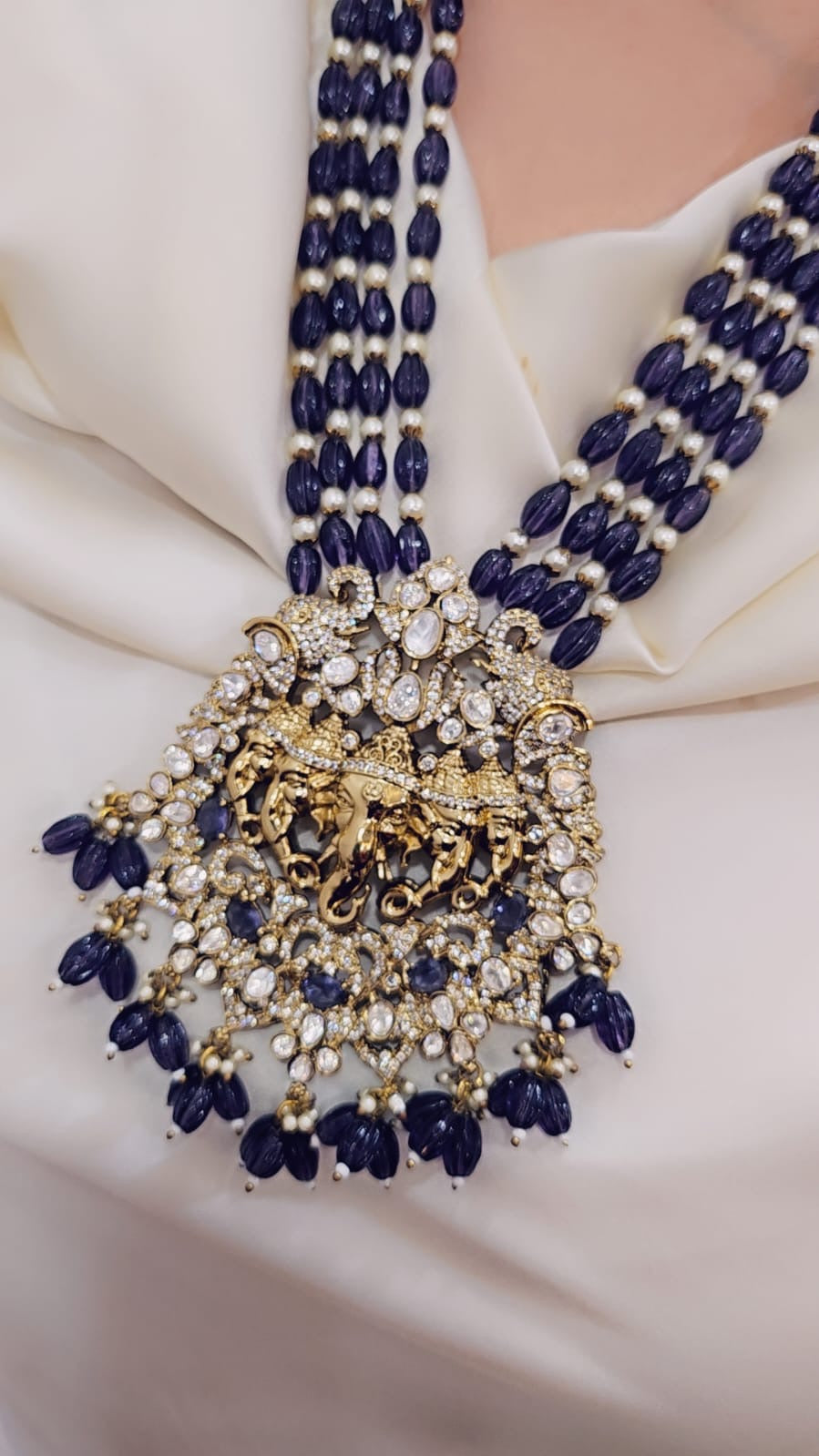 Royal Amethyst Kundan Ganesh ji  Necklace Set