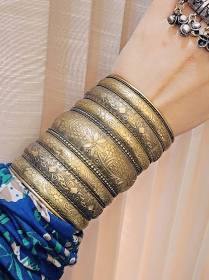 Vintage Oxidized Gold Cuff Bangle