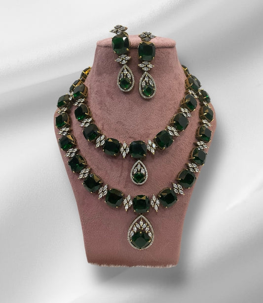 Emerald Double Layered Necklace