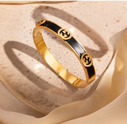 Black & Gold Signature Enamel Bangle