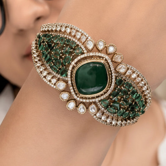 Emerald American Diamond Statement Bracelet