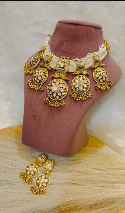 Regal Pearl Kundan Choker Set