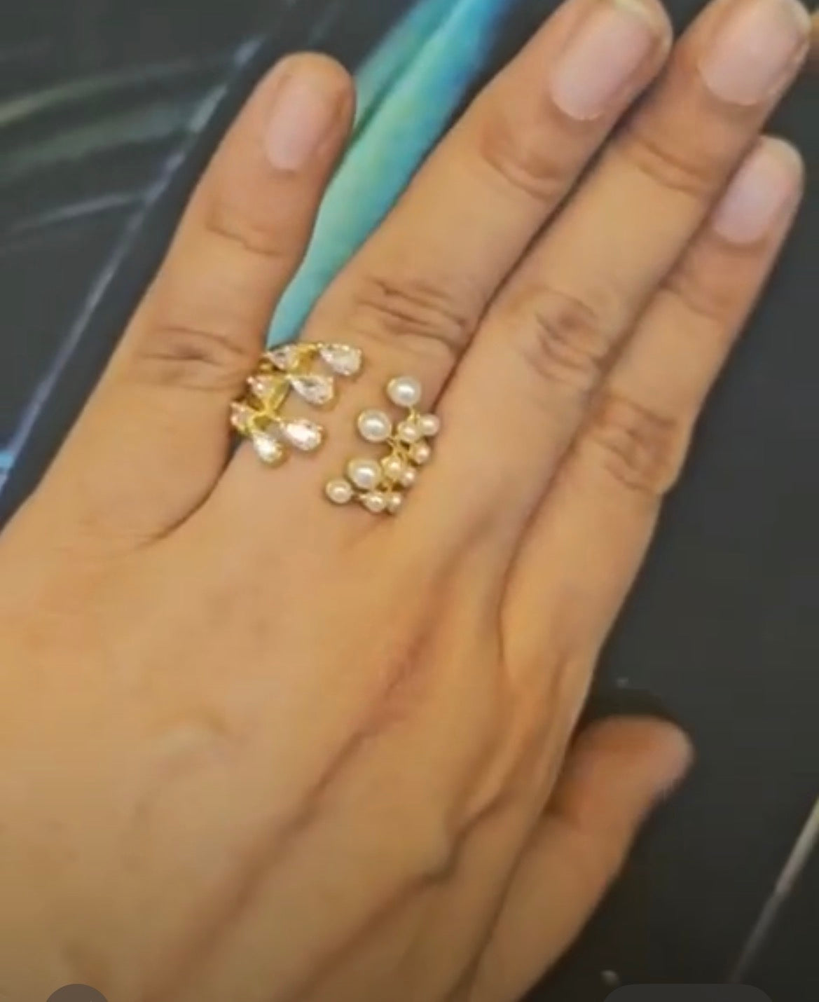 Gold and pearl Statement Ring