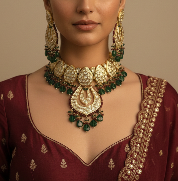 Emerald Royale Moissanite Choker Set