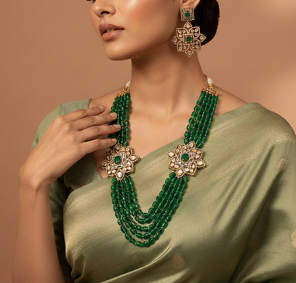Emerald Bloom Kundan Long Set
