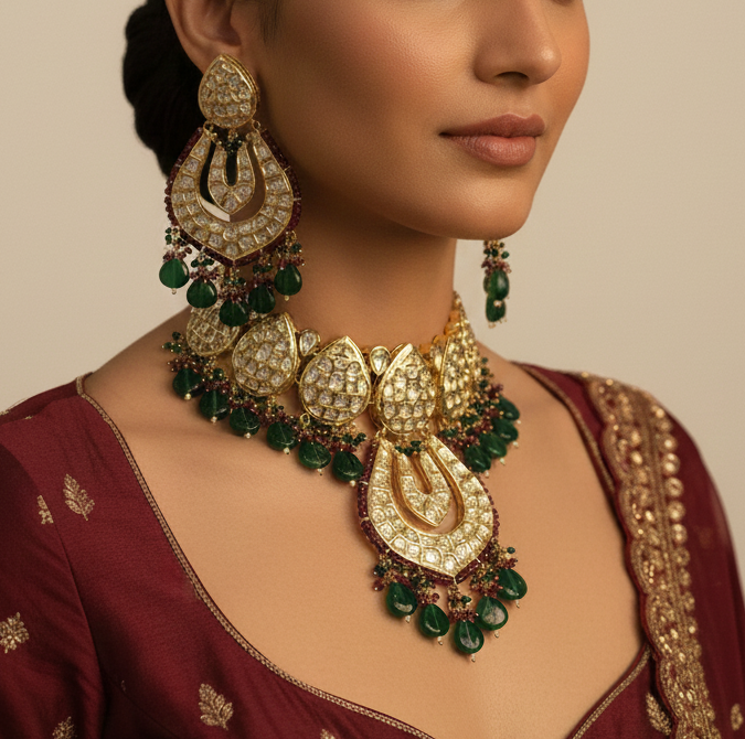 Emerald Royale Moissanite Choker Set