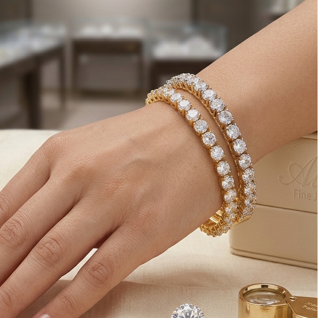 Luxury Diamond AD Tennis  bangles I Gold Finish