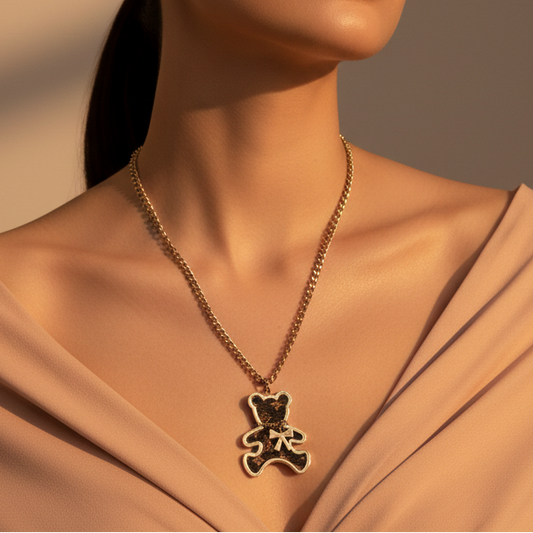 Golden Teddy Charm Necklace
