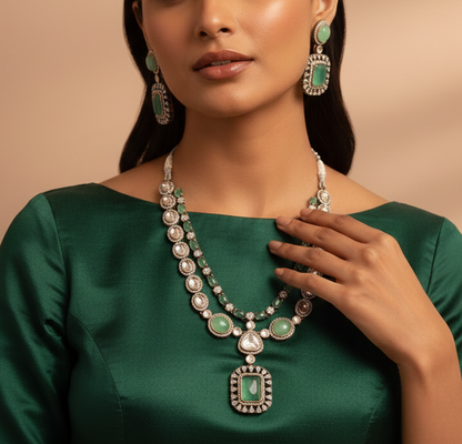 Aqua green polki Necklace