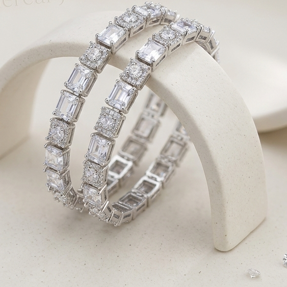 Princess Cut AD Tennis Bangles