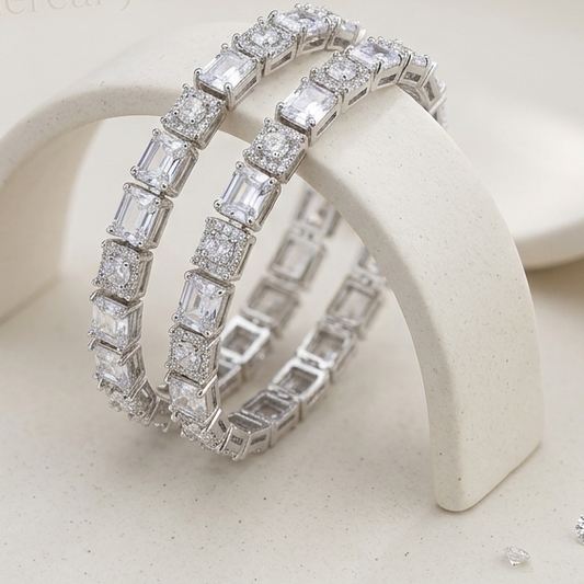 Princess Cut AD Tennis Bangles