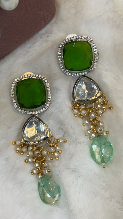 Emerald Majesty Kundan Pearl Necklace Set