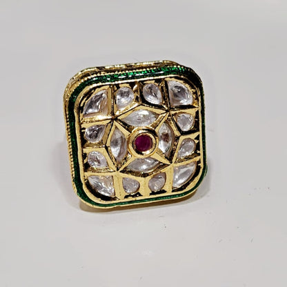 Regal Kundan Square Ring