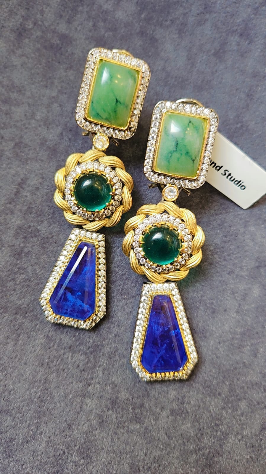 Statement Multi-Gemstone Drop Earrings