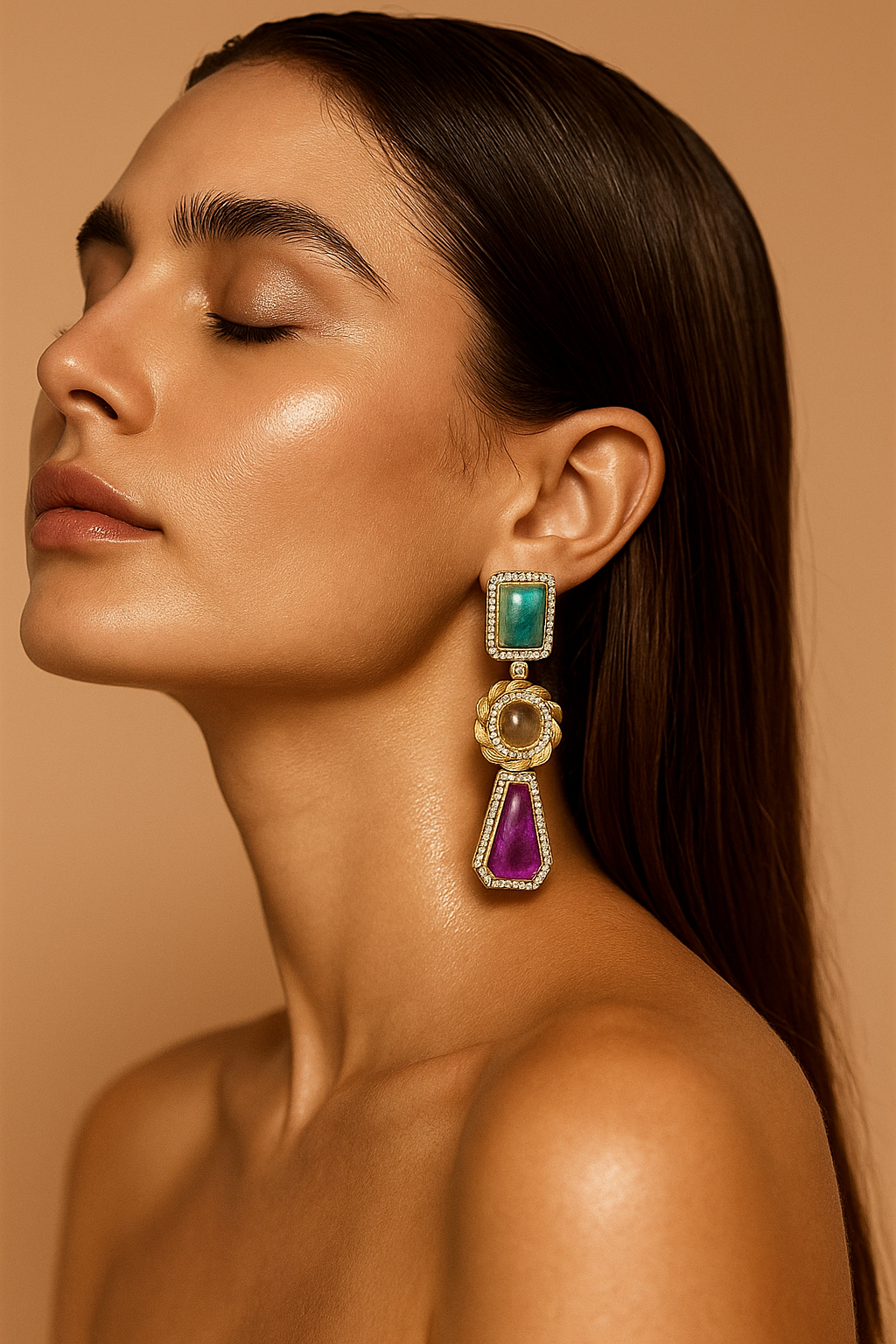 Statement Multi-Gemstone Drop Earrings