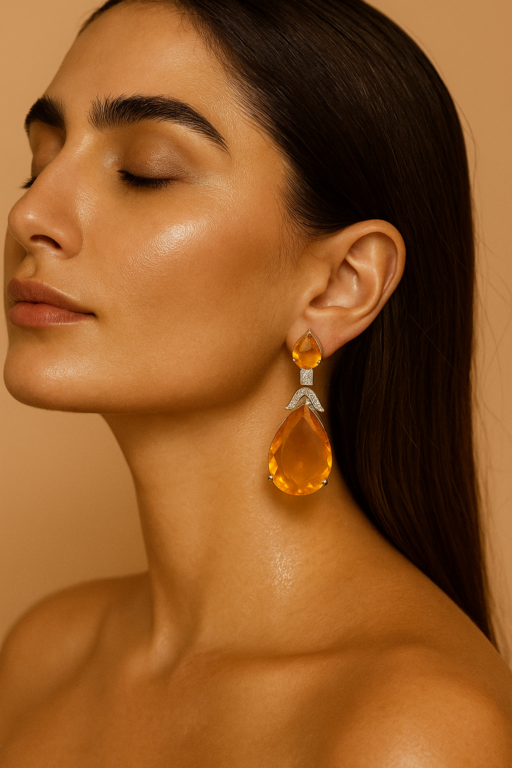 Elegant Amber Teardrop Earrings