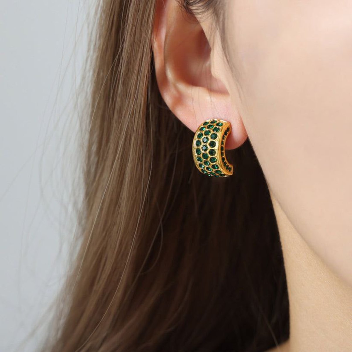 Emerald envy half hoops