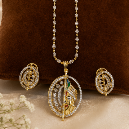 Shree Krishna Divine CZ Pendant Set