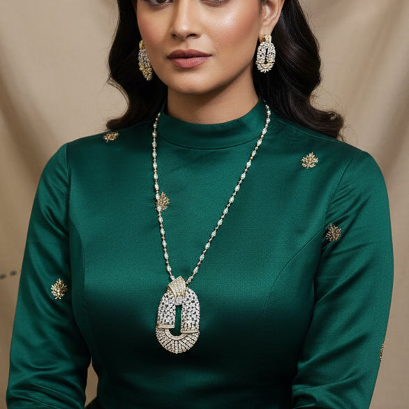 Luxury Diamond Oval Pendant set