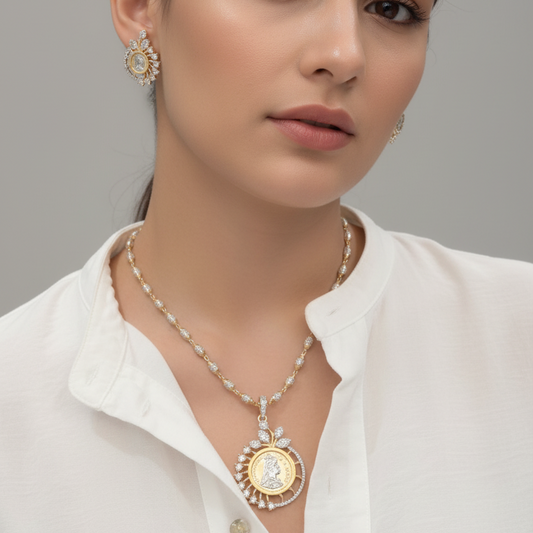 Roman Coin (Ginni) Pendant Set | Without Chain