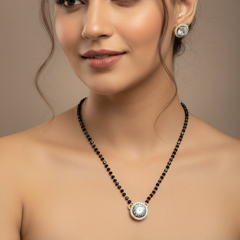 Solitaire Halo Mangalsutra Set