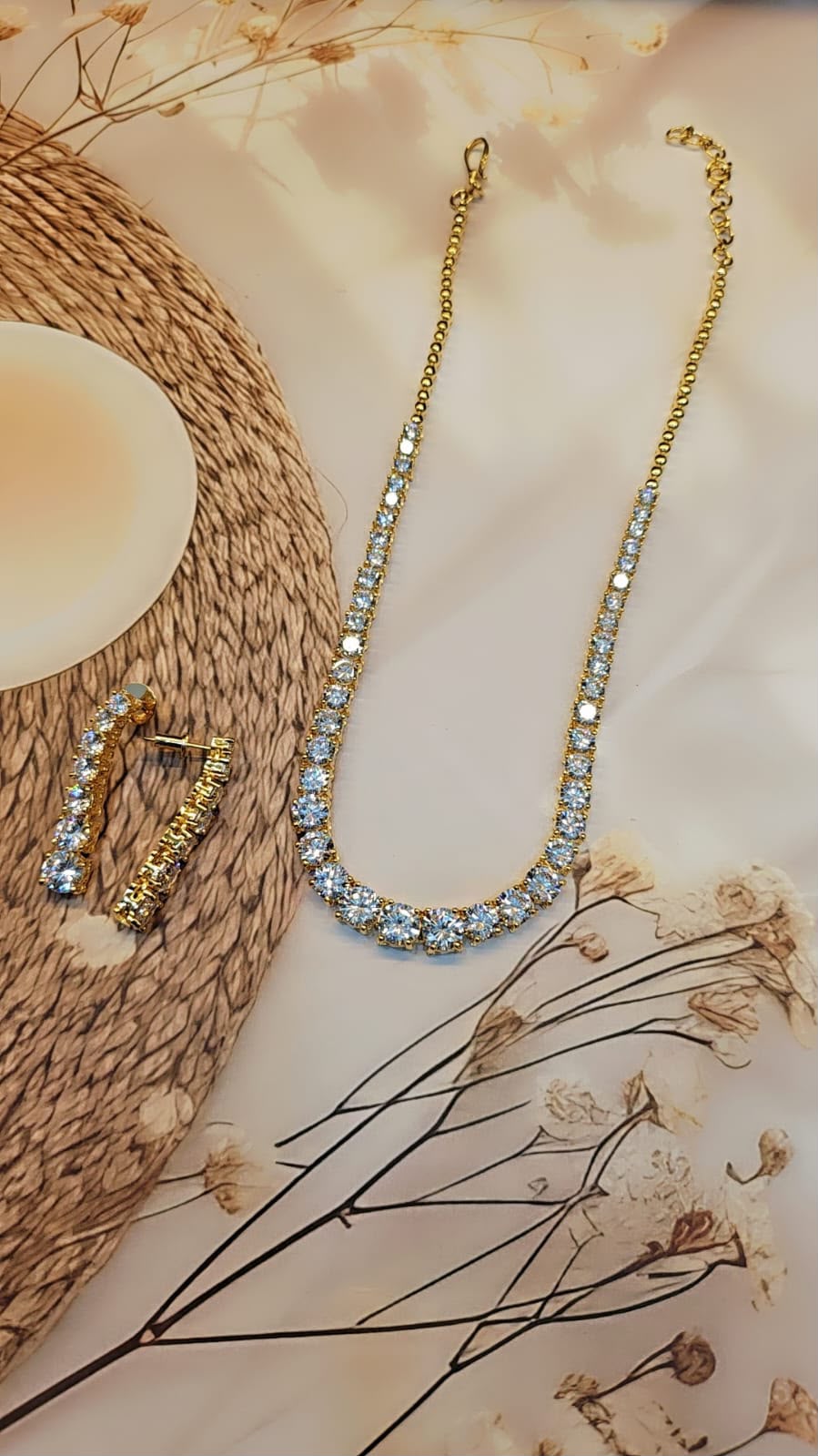 Luxury CZ Tennis Necklace Set – 18K Gold Plated