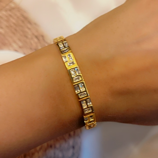 Gold  Solitaire Diamond Tennis Bracelet | 18K Gold Plating I WG