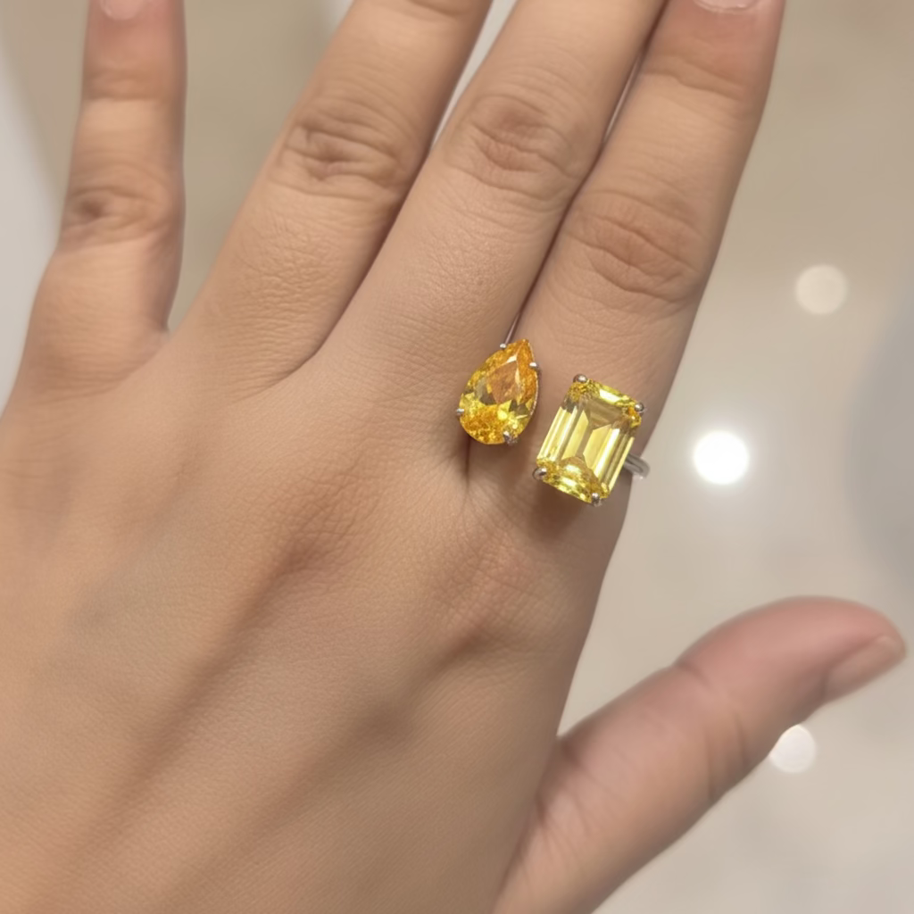 Two Stone Crystal Ring (Toi Et Moi)