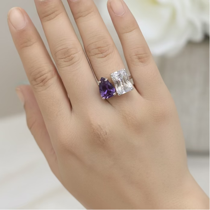 Two Stone Crystal Ring (Toi Et Moi)