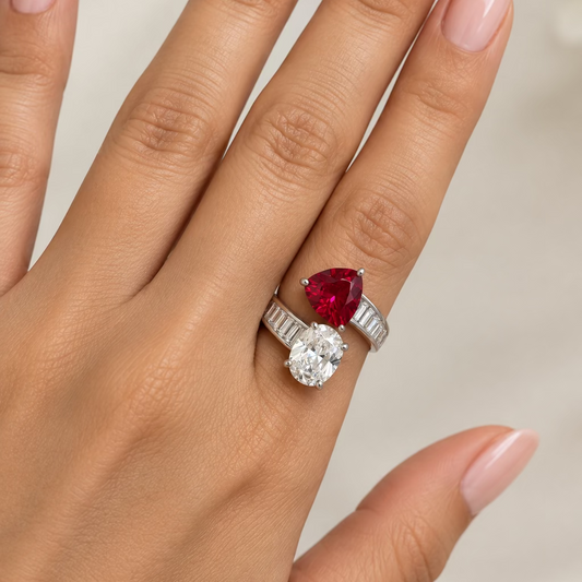 Triangle -Square Solitaire CZ Rings  I Rhodium Plating I WG