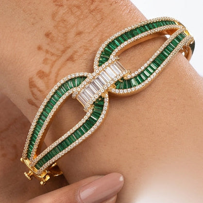 Marquise-cut Diamond Tennis Bracelet Kada | 18K Gold Plating I WG  | Rhodium Plating