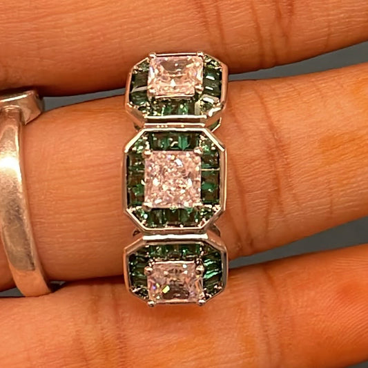 Square emerald Solitaire CZ Rings |Rhodium Plating I WG